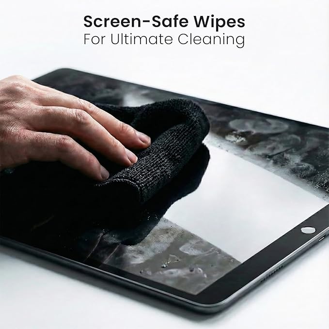 EVEO Electronic Wipes Screen Cleaner - Screen Wipes TV Screen Cleaner Wipes, Computer Screen Wipes, Laptop Screen Cleaner, ipad & Monitor Cleaner, Screen Cleaning Wipes - [90 Wipes + Microfiber Cloth]