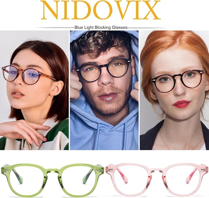 NIDOVIX Retro Round Blue Light Blocking Glasses for Men Women, Vintage Frame Non-prescription Computer Reading Eyeglasses
