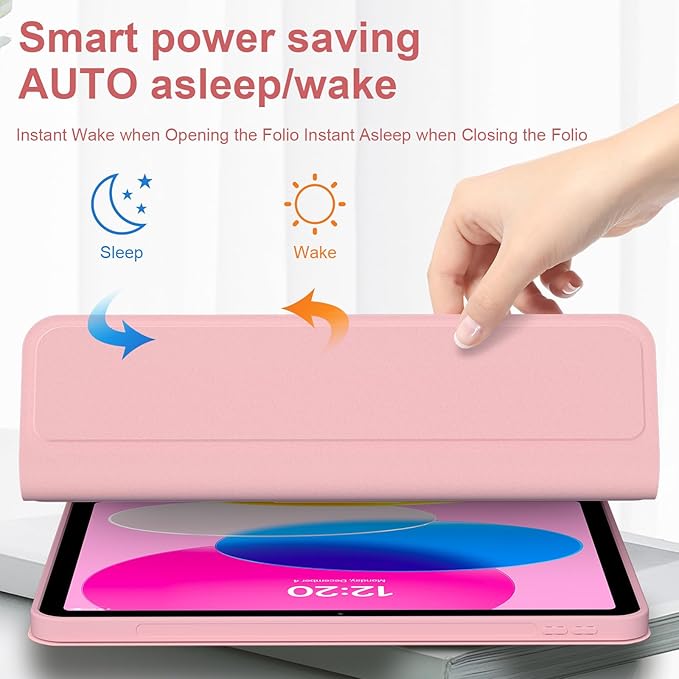 for iPad 11th 10th Generation Case with Keyboard 10.9 Inch 7Color Backlit Detachable Wireless BT Keyboard Folio Protective Case with Pen Holder for New iPad 10th Generation 2022 (Pink)