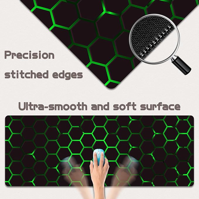 Gaming Mouse Pad - (31.5"×11.8") Honeycomb Large Mouse Pads for Desk - Desk Mat for Keyboard and Mouse with Non-Slip Base, Desks Pad Matfor Game/Office & Home