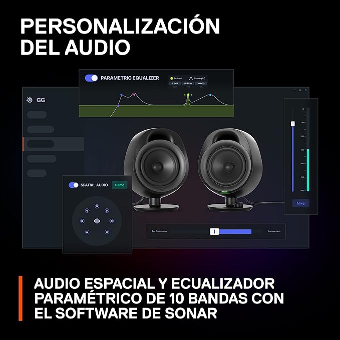 SteelSeries Arena 3 2.0 Desktop Gaming Speakers - Immersive Audio, On-Speaker Controls, 4" Drivers - Wired & Bluetooth - PC, Mac, Mobile