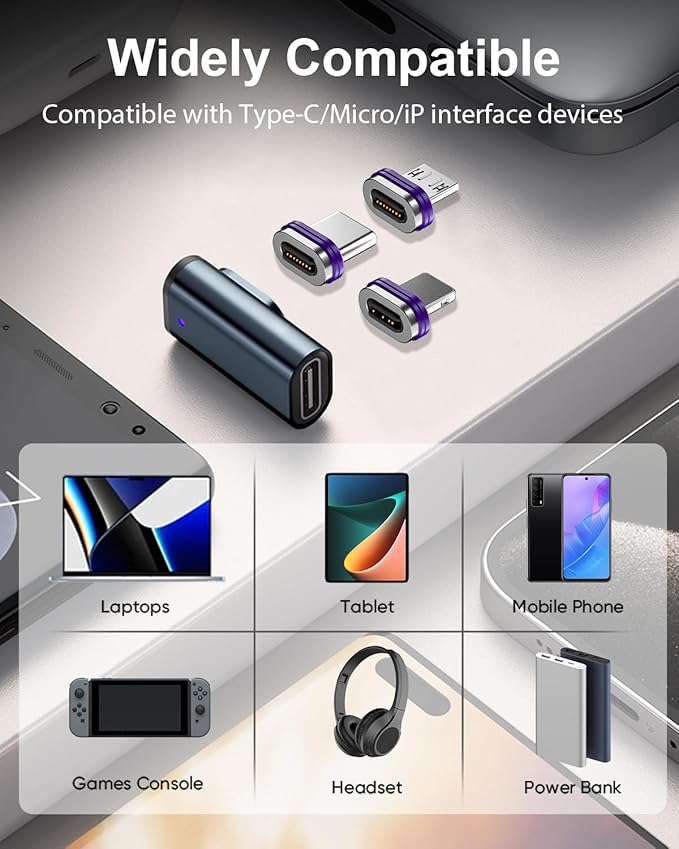 Magnetic 16PIN Micro USB Tips Terminal Universal 240W PD Fast Charging 480MBPS Compatible with 16-Pin Adapters Cables for Android Devices