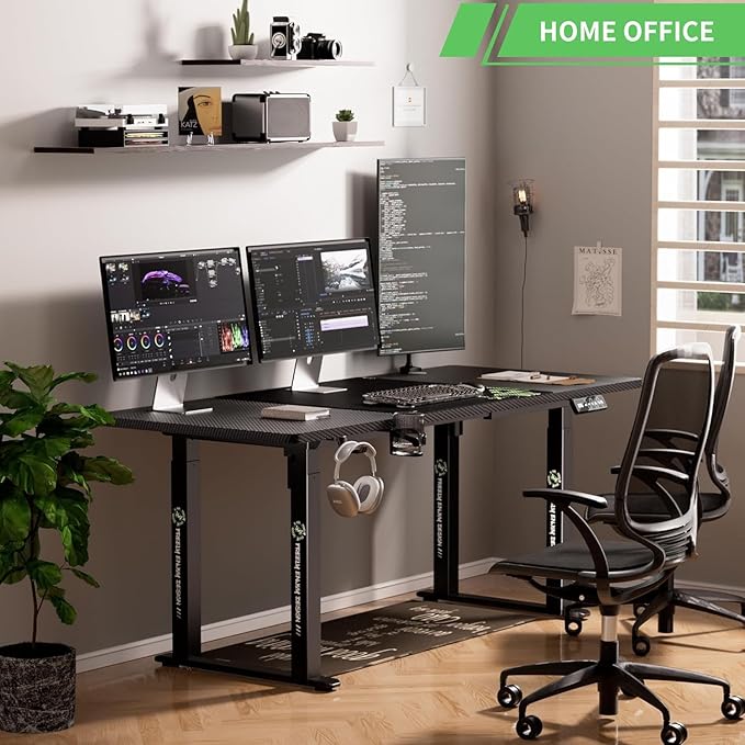 X-Win Electric Height Adjustable Standing Desk, 71" x 29.5" 4-Leg Ergonomic Sit to Stand for Home Office, Powerful Dual Motor Work Surface, Carbon Fiber Textured Black