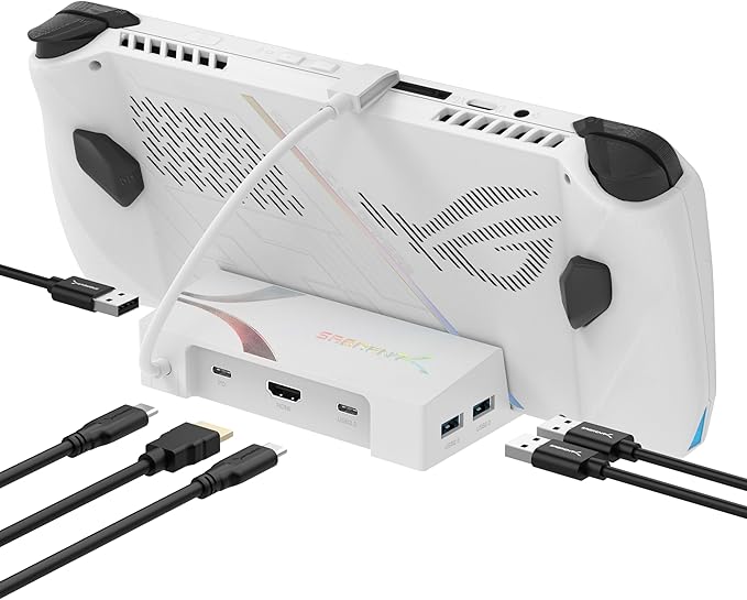 SABRENT Docking Station for Asus ROG Ally, 6-Port USB Type-C, 4K@60Hz HDMI, 5Gbps USB Ports, Power Delivery, Compact Design for Gaming (DS-RA6P)