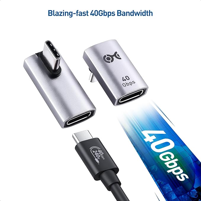 Cable Matters Combo-Pack 40Gbps Vertical Right Angle USB-C Adapter Kit, Up to [4K@240Hz Video, 240W Charging, 40Gbps] 90 Degree USB C Adapter, Compatible with Thunderbolt 4, iPhone 16, Steam Deck