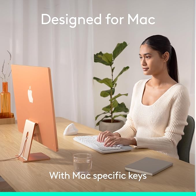 Logitech Wave Keys for Mac + Lift Vertical Mouse for Mac, Wireless Ergonomic Keyboard and Mouse Combo, Cushioned Palm Rest, Bluetooth, Optimized for macOS/iPadOS/MacBook/iMac/iPad - Off White