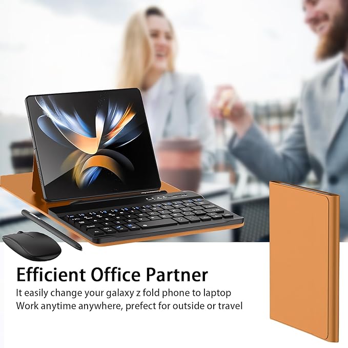 for Samsung Galaxy Z Fold 7 6 5 Keyboard and Mouse, Portable Mini 7.9inch Bluetooth Keyboard with Leather Case and Capacitive Pen, 4 in 1 Set for Z Trifold Fold7 Accessories