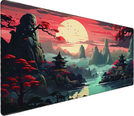 Full Desk Mouse Pad with Stitched Edges, 31.4” x 15.6” Waterproof Surface & Non-Slip Rubber Base – Ideal for Gaming, Office and Home