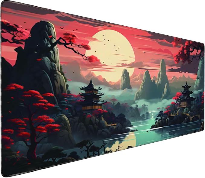 Full Desk Mouse Pad with Stitched Edges, 35.4” x 15.6” Waterproof Surface & Non-Slip Rubber Base – Ideal for Gaming, Office and Home