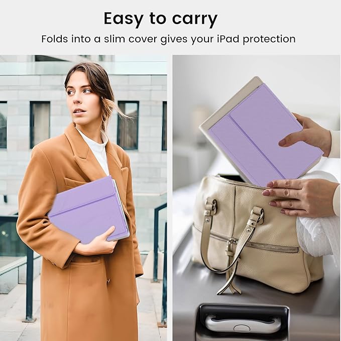 OYEEICE for iPad 9th Generation Case with Keyboard 10.2'' - 7 Color Backlit Wireless Keyboard Cover with Pencil Holder for iPad 9th/8th/7th Gen 10.2 inch, iPad Air 3rd Gen & iPad Pro 10.5" - Purple
