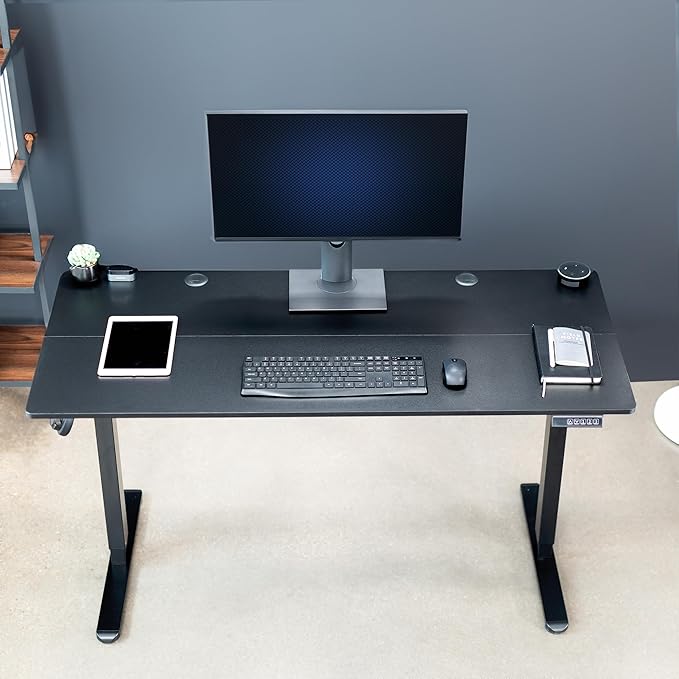 VIVO Electric 55 x 24 in Standing Desk, Memory Height Adjustment, Black Top Black Frame, DESK-E155TB