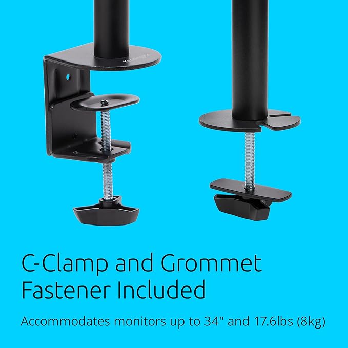 Kensington Dual Monitor Desk Mount, SmartFit Ergonomic Dual Monitor Arm for 2 Monitors Up to 32 inch and 17.6lbs for Office, Home, VESA Mount C-clamp Extended Monitor Stand, Black K55409WW