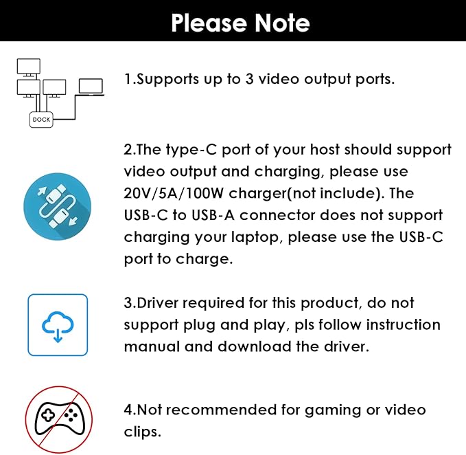 3 Monitor Docking Station, WAVLINK triple monitors adapter for M1/M2/M3/M4 macOS Systems. Type-C&A hosts, 100W PD IN, 3* HDMI + 2* DP Available, Triple 4K@60Hz, SMI Driver & Host USB3.2 Gen 2 Required