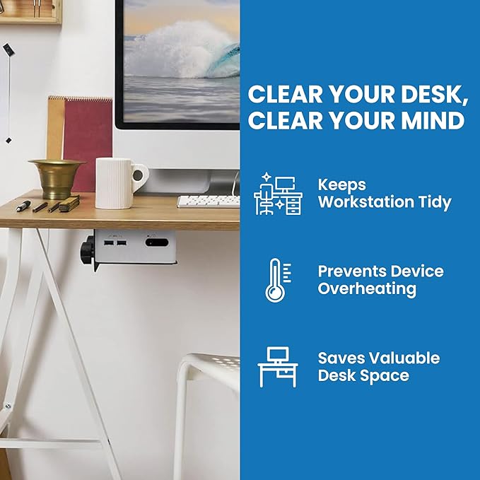 Mount-It! Adjustable Thin Client Mini PC Mount – Under Desk, Wall, Pole, or VESA Monitor Stand – Fits Mac mini, Small CPUs, Thin Clients, Docking Stations – Holds 11 lbs