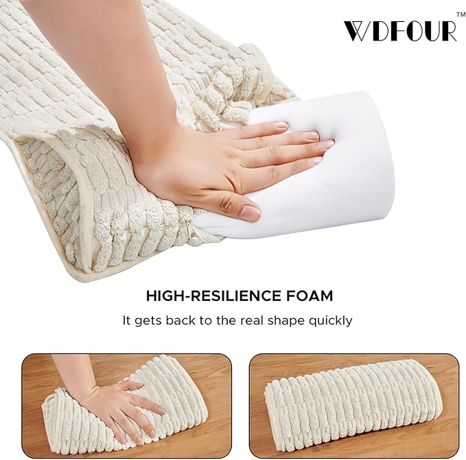 WdFour Headrest, Neckroll Pillow, Support Cushions for Neck, Back or Foot for Sofas, Recliners, Office Chairs, Massage Chairs, Neck Pain Relief and Cervical Support. (Cream, 17" Wx2.7 D)