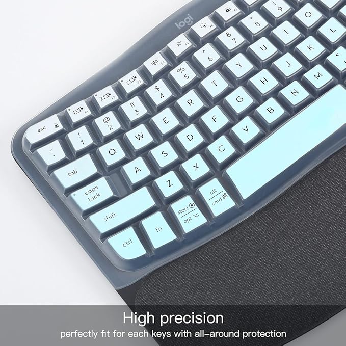 Keyboard Cover Skin for Logitech Wave Keys MK670 Combo Wireless Ergonomic Keyboard Skin, Logitech Wave Keys Wireless Ergonomic Keyboard Cover Protector Skin Accessories, Ombre Mint