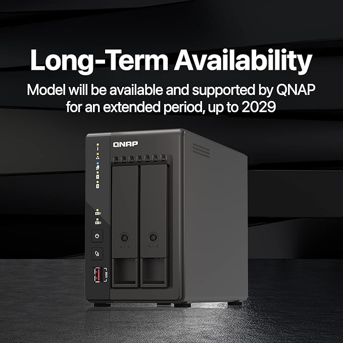 QNAP TS-253E-8G-US 2 Bay High-Performance Desktop NAS with Intel Celeron Quad-core Processor, 8 GB DDR4 RAM and Dual 2.5GbE (2.5G/1G/100M) Network Connectivity (Diskless)