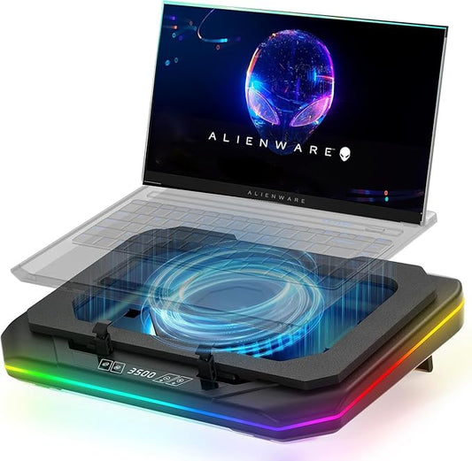 Cooling Pad for Dell G16 7630 Gaming Laptop, Cooler with Powerful Turbo Cooling Fan Can Fast Cooling CPU+GPU 40°C, Variable Speed,6 RGB Light Mode,Touch Control,LCD Screen
