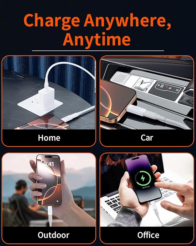 BOMIE Light-ning to USB C Adapter 4Pack,PD Fast Charging and Data Transfer,USB C Charger Connector Cable for M-acBook,Phone 15/16/17 Pro Max,Pad,G-alaxy,X-peria,No for Headphone/OTG/Flash Drive/Pencil