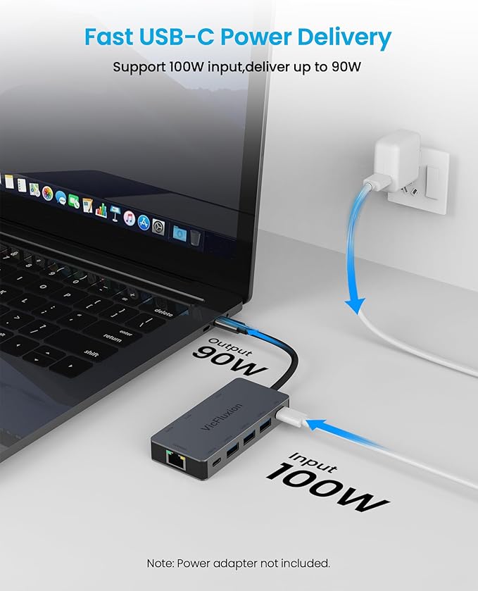 USB C Docking Station Dual Monitor, 9-in-1 USB Hub with 2 HDMI 4K@60HZ, 1×1000Mbps Ethernet, 3× USB 3.0, 1× Type C, 1× PD Charging, 1×3.5mm Audio, HDMI Adapter for Laptops/Computer/Tablets/Mac/Windows