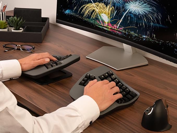 Kinesis Advantage360 Professional Split Ergonomic Keyboard - Bluetooth | Mechanical Switches | Fully Programmable Open Source | Contoured Shape | Adjustable Tenting | Backlit