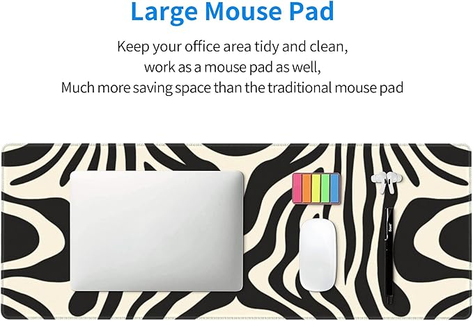 Black and White Topographic Desk Mat Large Gaming Mouse Pad Topographic Extended Mousepad Big in Laptop Computer Mouse Keyboard Mat for Office Desk Decor 31.5x12 in