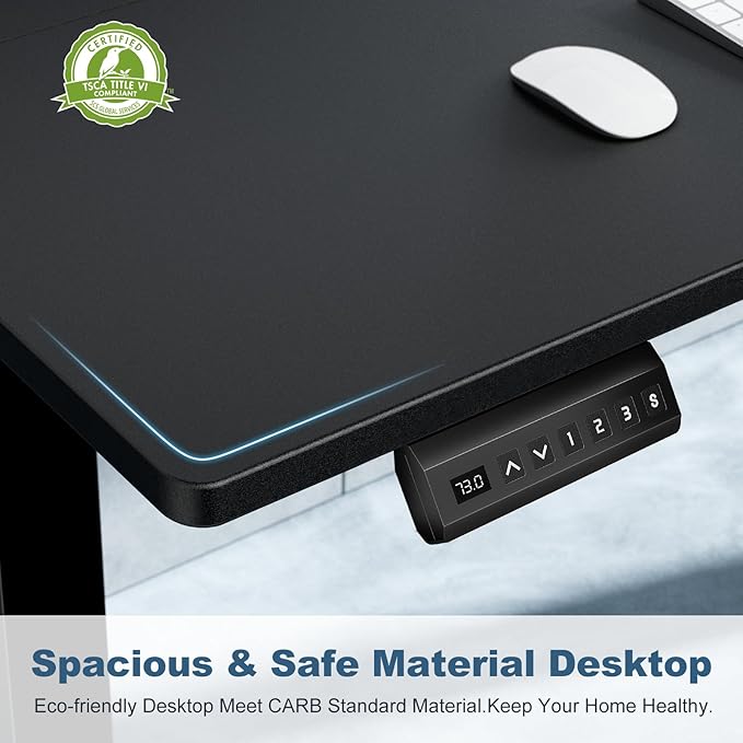 DUMOS 55 Inch Electric Standing Desk Height Adjustable, Sit to Stand Computer Workstations Large Work PC Table Home Office Writing Gaming Desks with Memory Presets for Walking Pad, Bedroom, Black