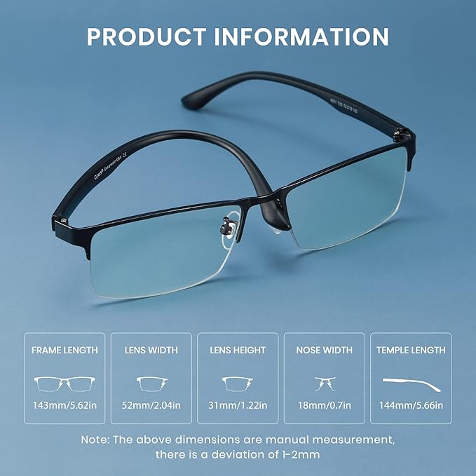Cyxus Blue Light Blocking Glasses for Men Woman Semi Rim Computer Gaming Office Study Eyeglasses with UV Protection 8001