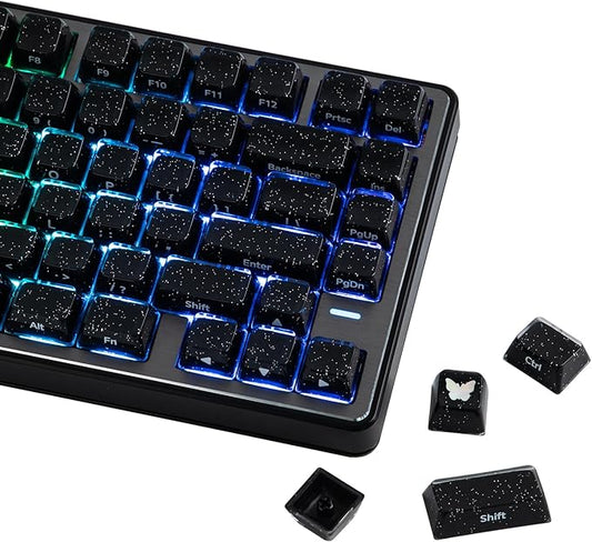 EPOMAKER Lusterfly Jelly Keycaps Set - 123 Keys Double-Shot Laser Engraved, MDA Profile, ABS+PC, Non-Shine-Through, MX-Compatible for 61/68/84/87/98/100/104-Key Mechanical Keyboard (Black)