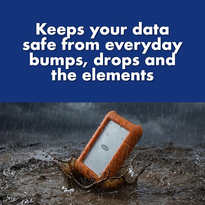 LaCie (LAC9000633) Rugged Mini 4TB External Hard Drive Portable HDD – USB 3.0 USB 2.0 Compatible, Drop Shock Dust Rain Resistant Shuttle Drive, For Mac And PC Computer Desktop and Laptop, Orange