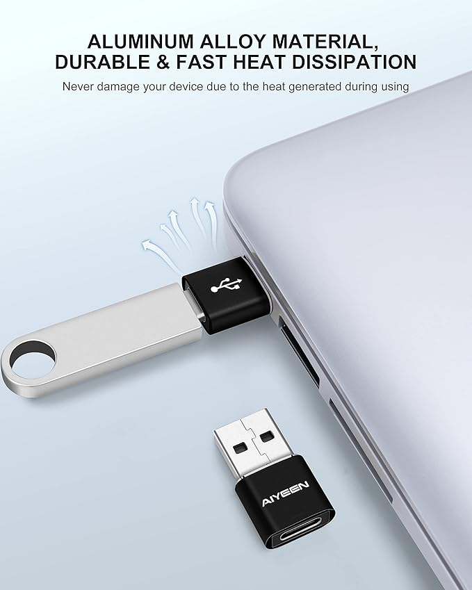 Upgraded USB C Female to USB A Male Adapter,Type C to USB A Charger Cable Converter for Apple iWatch 7 AirPods,MacBook,iPhone 11 12 13 14 Pro Max,iPad mini 6,Samsung Galaxy S20 S21 S22 (4Pack)