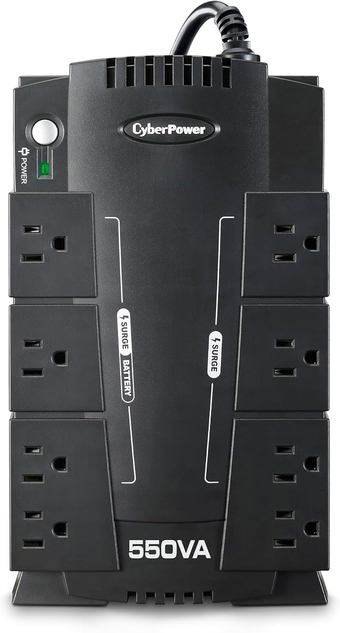 CyberPower CP550SLG Standby UPS Battery Backup and Surge Protector, 550VA/330W, 8 Outlets, Compact, UL Certified