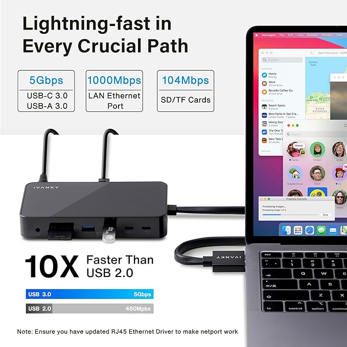iVANKY 12-in-2 FusionDock 1 for M5 MacBook Dual 4K@144Hz Monitor (Docking Station for M5/M4 Base, M3/M2/M1 Pro/Max Mac)(150W Power Adapter, SD/TF, USB, RJ45, 3.5mm Audio) Plug and Play 5Gbps Dock Hub