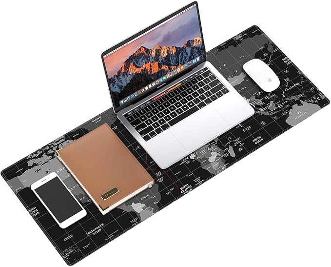 Galdas Mouse Pad for Gaming,XXL XL Large Mouse Mat Long Extended Mousepad Desk Mat Non-Slip Rubber Mice Pads Stitched Edges Thin (31.5 x 11.8 x 0.12 Inches),World Map Background