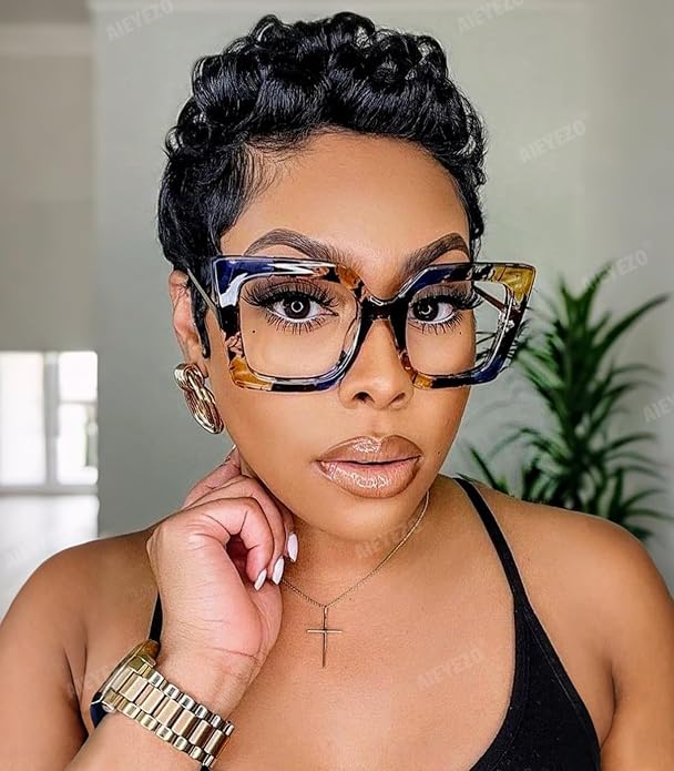 AIEYEZO Oversized Blue Light Glasses for Women, Anti Fatigue Prevent Headache Computer Eyeglasses