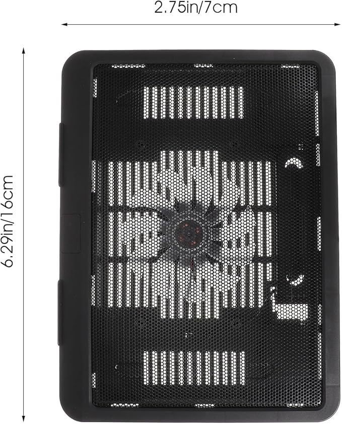Silent Laptop Cooling Pad with Anti-Slip Fan Cooler and Adjustable Stand for Gaming Notebooks, Black, Suitable for Desktop and Travel Use