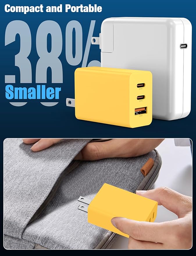 2Pack 100W USB C Wall Charger Block, 3-Port USB C Charging Adapter,65W Type C Super Fast Charging Power Plug Cube for MacBook Pro/Air,i-Pad Pro,i-Phone 17/16/15, Galaxy S25,and More