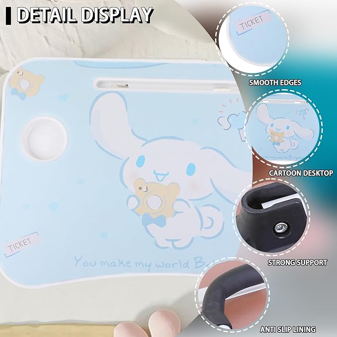 Laptop Desk Foldable Kawaii Bed Desk Table Cute Folding Breakfast Tray Portable Lap Standing Desk Notebook Stand Reading Holder for Bed/Couch/Sofa/Floor (Blue)