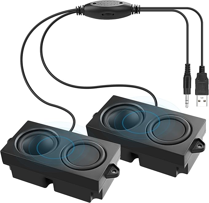 MEIRIYFA Computer Speakers for Desktop PC Laptop, Mini PC Computer Speaker USB Powered 3.5mm AUX Jack Input with Volume Control, HiFi Stereo PC Loudspeaker for Desktop Tablet (Black, 1.2M)