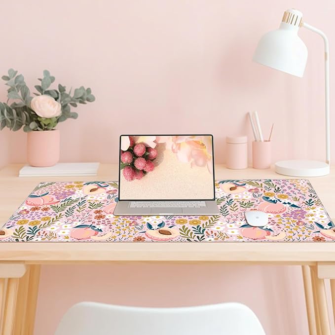 Baziabbo Pink Desk Mat,XXL Extended Large Mouse Pad,Cute Gaming Mousepad with Stitched Edge,Non-Slip Rubber Base Keyboard Desk Pad for Home Office Study Game