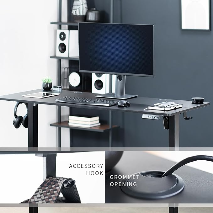 VIVO Electric 55 x 24 in Standing Desk, Memory Height Adjustment, Black Top Black Frame, DESK-E155TB