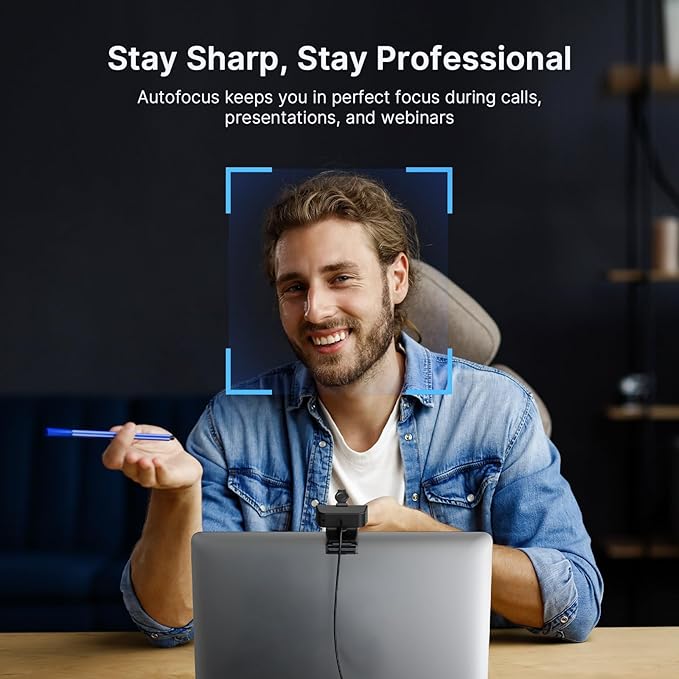 NexiGo N60 Pro 4K Webcam for PC, 4K UHD Sony Sensor, Autofocus, 1080p 60 fps, Noise-Canceling Mics, Privacy Cover, Distortion-Free Lens, 4X Digital Zoom, Works with Switch 2/Zoom/Teams/Google Meet