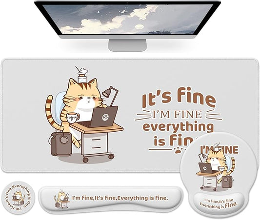 HAOCOO Mouse Pad with Wrist Rest, Funny Office Accessories, Non-Slip Gaming Desk Mat, Ergonomic Computer Mousepad for Home Office Decor
