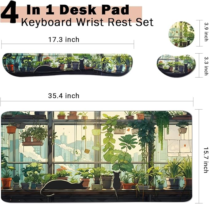Kawaii Large Mouse Pad, Kawaii Extended Mouse Pad Set Desk Pad Easy Typing for Typing Office Game 31.5 x11.8 in - Cute Cat
