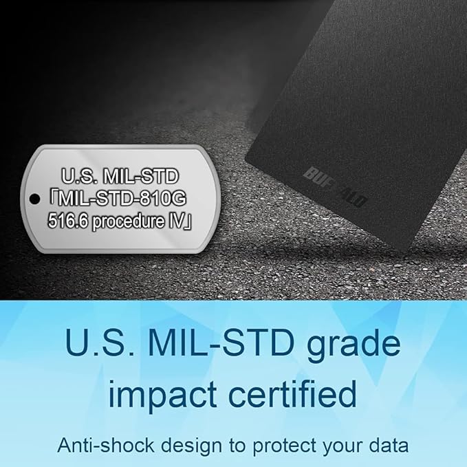 BUFFALO External SSD 1TB - Compatible with PS4 / PS5 / Windows/Mac - USB-C - USB-A - USB 3.2 - External Solid State Drive - SSD-PG1.0U3B