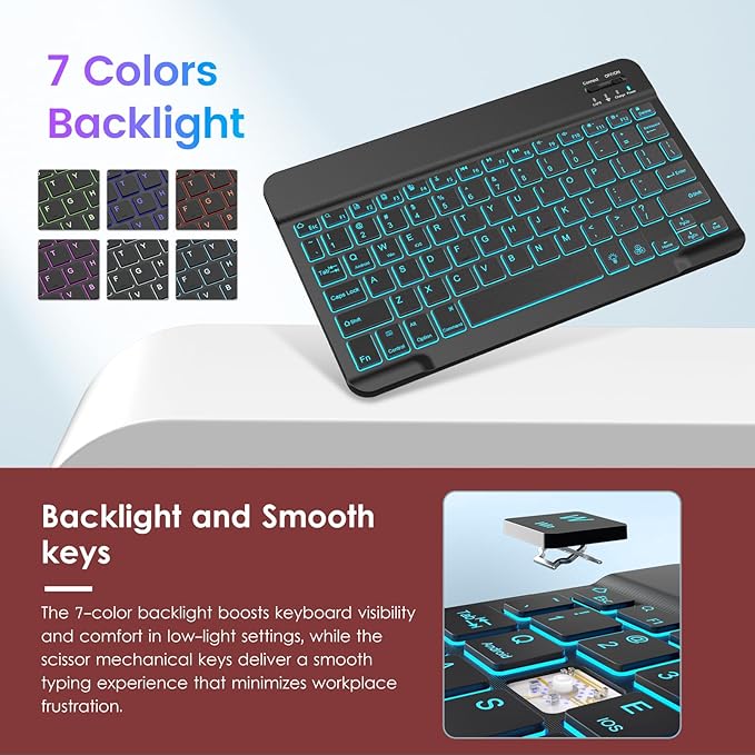 VIKESI Keyboard Case for iPad (A16,2025) 11th Generation/iPad 10th Generation Case (10.9" 2022),Premium Leather Smart Cover,Built-in Breathing Light,Function Row,Pencil Holder,Card Slots - Wine Red