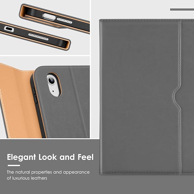 VIKESI Keyboard Case for iPad (A16,2025) 11th Generation/iPad 10th Generation Case (10.9" 2022),Premium Leather Smart Cover,Built-in Breathing Light,Function Row,Pencil Holder,Card Slots - Grey