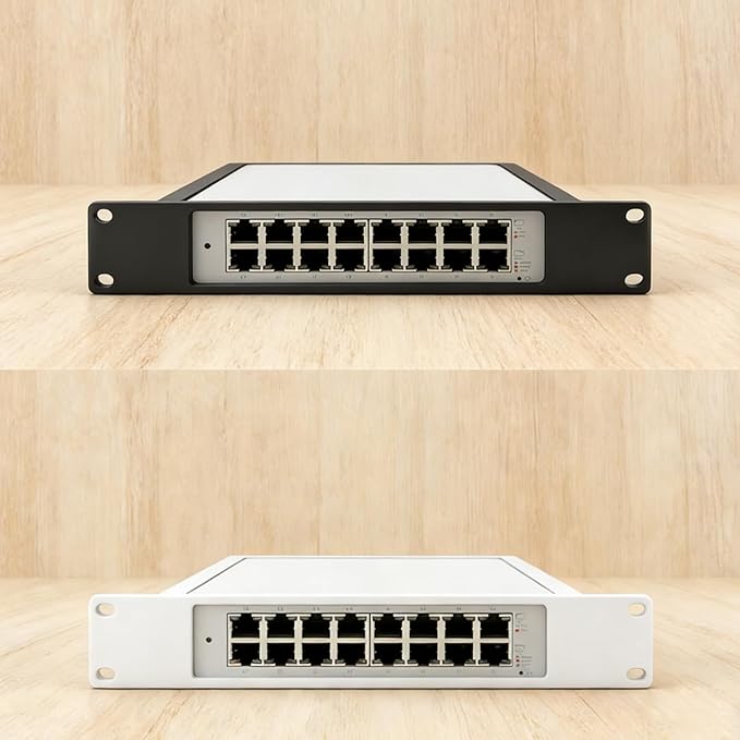 10-Inch Rack Mount Bracket for Unifi Usw-Lite-16-PoE, Compact Rack Shelf, Includes Screws for Easy Installation (White)