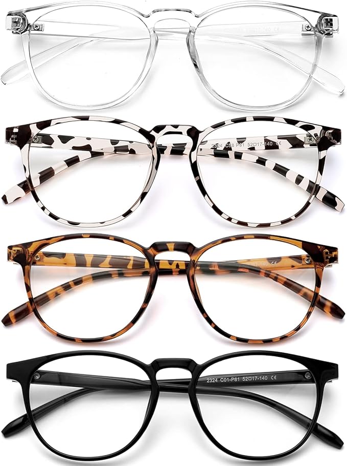 Blue Light Blocking Glasses for Women/Men - 4-Pack Computer Reading/Gaming/TV/Phone Glasses, Anti-Glare