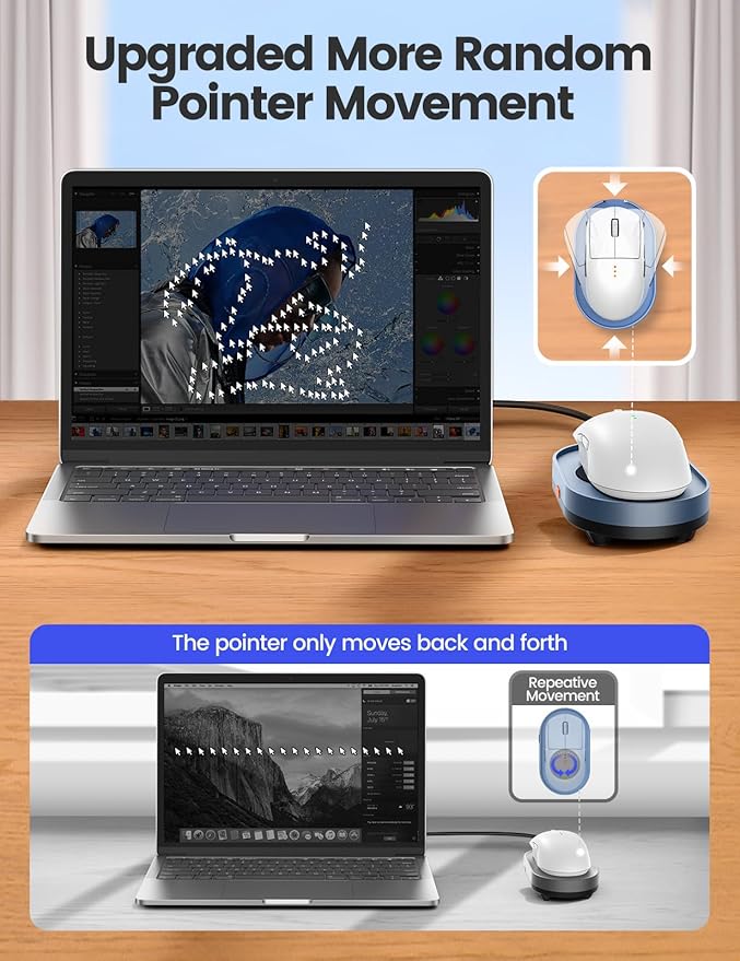 Vaydeer Undetectable Mouse Mover, M3 Mouse Jiggler Device with ON/Off Switch, Driver-Free Shaker Wiggler Mouse Movement Simulation for Computer Awakening, Gift Ideal for Men/Women (River Blue)